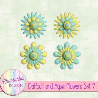 Free daffodil and aqua flowers set 7