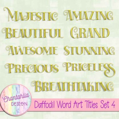 Free daffodil word art titles set 4