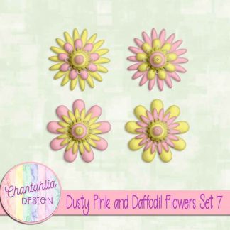 Free dusty pink and daffodil flowers set 7