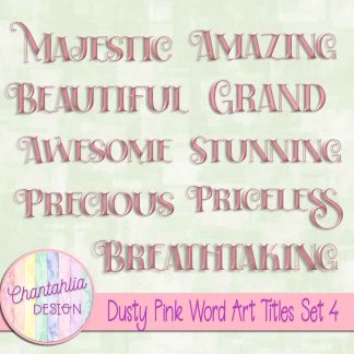 Free dusty pink word art titles set 4