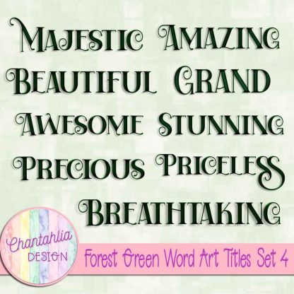 Free forest green word art titles set 4