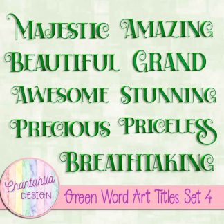 Free green word art titles set 4