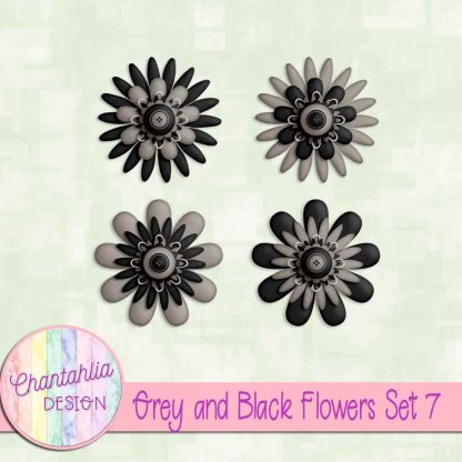 Free grey and black flowers set 7