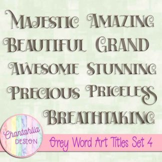 Free grey word art titles set 4