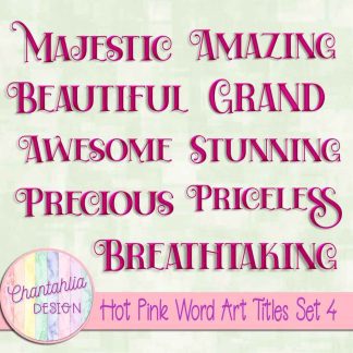 Free hot pink word art titles set 4