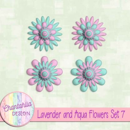 Free lavender and aqua flowers set 7