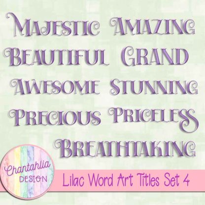 Free lilac word art titles set 4