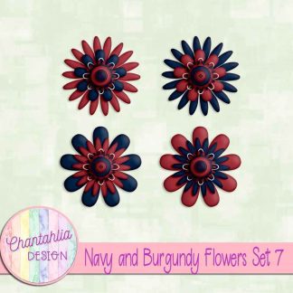 Free navy and burgundy flowers set 7