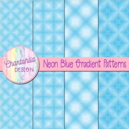 Free neon blue gradient patterns digital papers