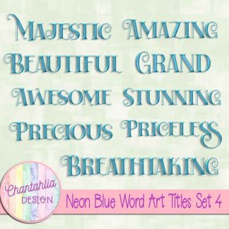 Free neon blue word art titles set 4