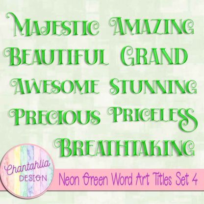 Free neon green word art titles set 4