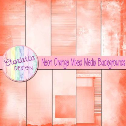 Free neon orange mixed media backgrounds