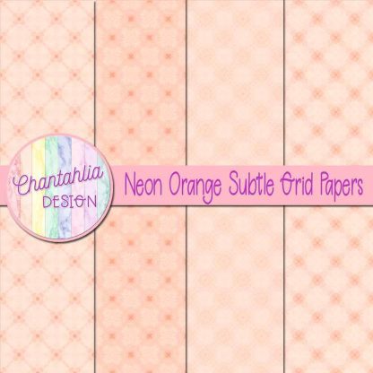 Free neon orange subtle grid digital papers