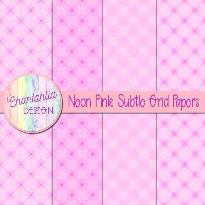 Free neon pink subtle grid digital papers