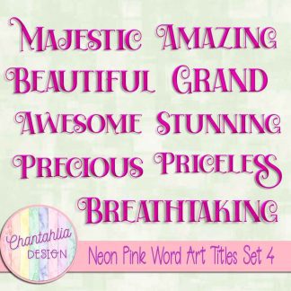 Free neon pink word art titles set 4