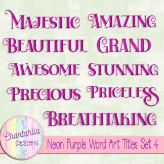 Free neon purple word art titles set 4