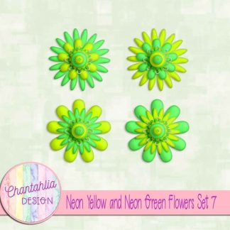 Free neon yellow and neon green flowers set 7