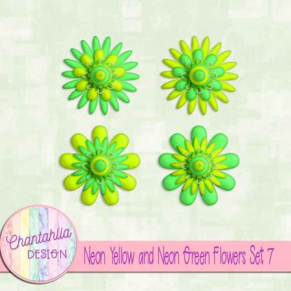 Free neon yellow and neon green flowers set 7