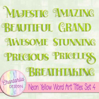 Free neon yellow word art titles set 4