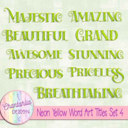 Free neon yellow word art titles set 4