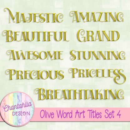 Free olive word art titles set 4