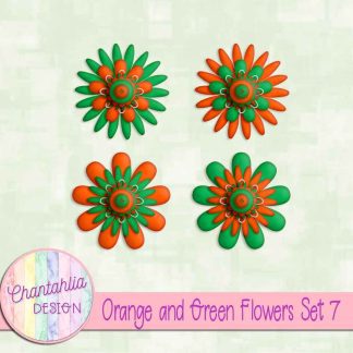 Free orange and green flowers set 7