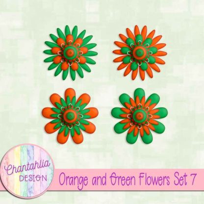 Free orange and green flowers set 7