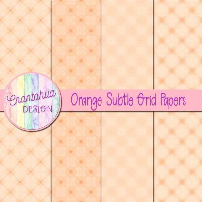 Free orange subtle grid digital papers