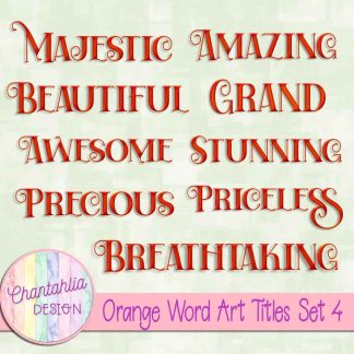 Free orange word art titles set 4