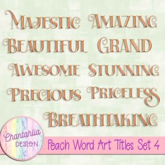 Free peach word art titles set 4