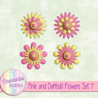 Free pink and daffodil flowers set 7