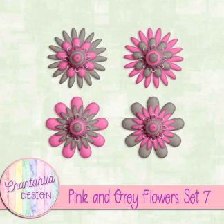 Free pink and grey flowers set 7