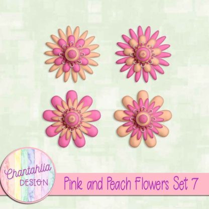 Free pink and peach flowers set 7