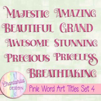 Free pink word art titles set 4