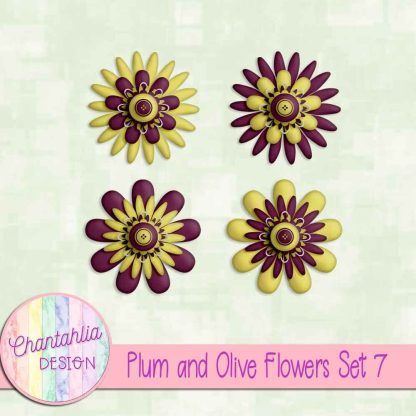 Free plum and olive flowers set 7