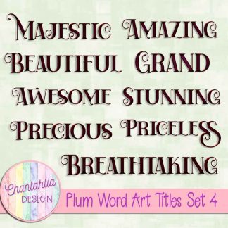 Free plum word art titles set 4