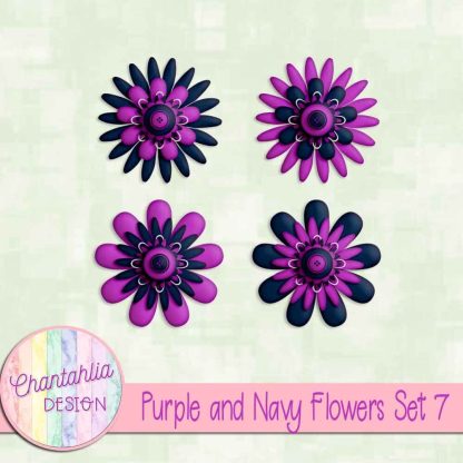 Free purple and navy flowers set 7