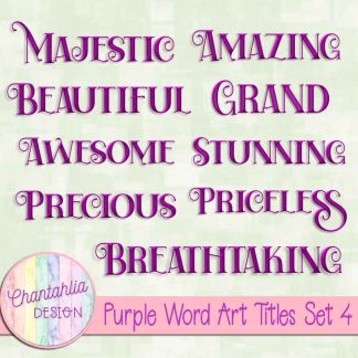 Free purple word art titles set 4