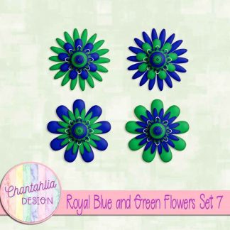 Free royal blue and green flowers set 7