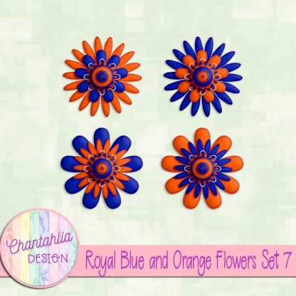 Free royal blue and orange flowers set 7