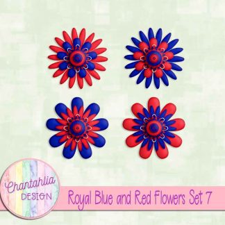 Free royal blue and red flowers set 7