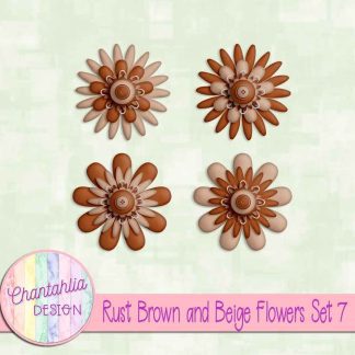 Free rust brown and beige flowers set 7