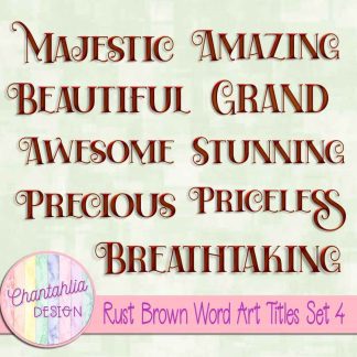 Free rust brown word art titles set 4