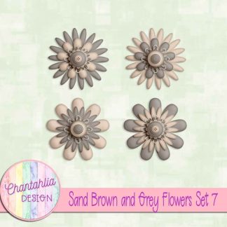 Free sand brown and grey flowers set 7