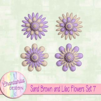 Free sand brown and lilac flowers set 7