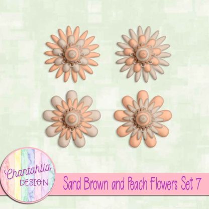 Free sand brown and peach flowers set 7