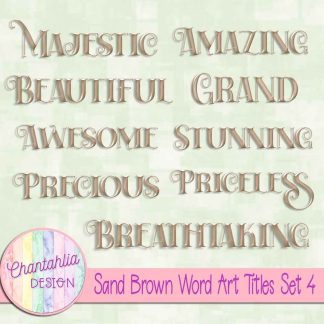 Free sand brown word art titles set 4