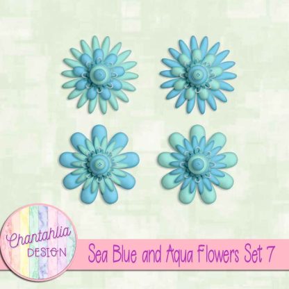 Free sea blue and aqua flowers set 7