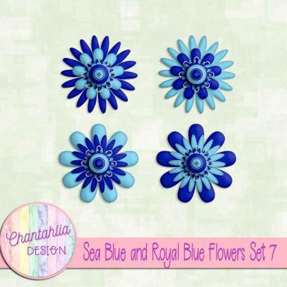 Free sea blue and royal blue flowers set 7