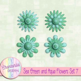 Free sea green and aqua flowers set 7